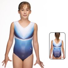 AGIVA 1861 Ärmelloser Gymnastikanzug aus "Sublimate+Metallic+Strass" F: blau/weiß 40