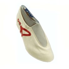 Anniel 2052 Gymnastischuh/Kunstturnschuh/Schläppchen creme +rotes Streifen Logo *Einzestücke zum Sonderpreis*