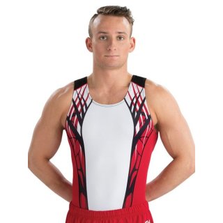 GK 1879M Herren-Kunstturntrikot Sublimation Farben: weiß/rot/schwarz